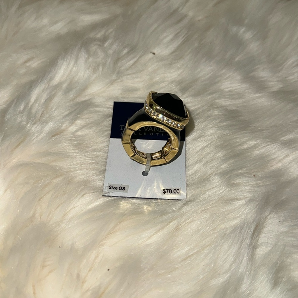 NWT Tara Vanessa Coll. Black/Gold Stretch Ring